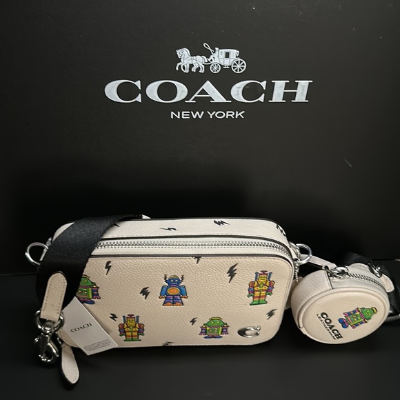 Coach Cosmic Charter Slim Crossbody Robot Print bag Leather Purse Graphic Motif - Picture 6 of 10